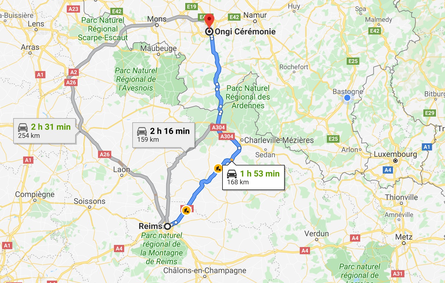 Itinéraire de Reims