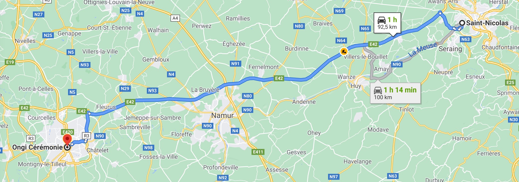 Itinéraire de Saint-Nicolas à Ongi-ceremonie